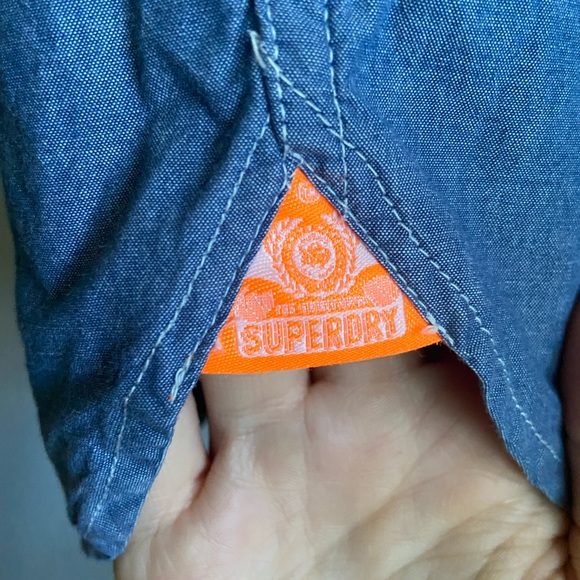 Superdry Button Down Chambray Long Sleeve Sz M - Picture 5 of 10